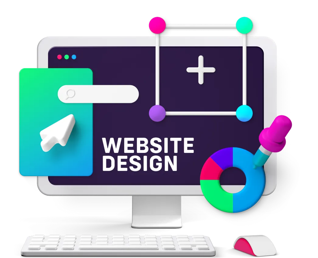 Colourful visualisation of Website Design provided by Pixel Jam